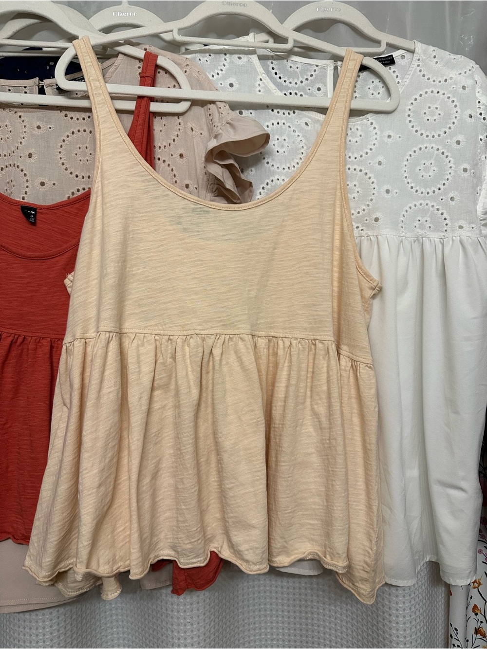 Women's Peplum Tank Top - Cream - Picture 2 of 3